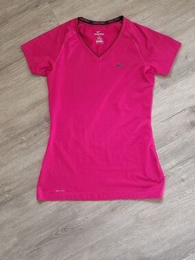 Nike Dri-FIT Hot Pink Athletic V-Neck Top